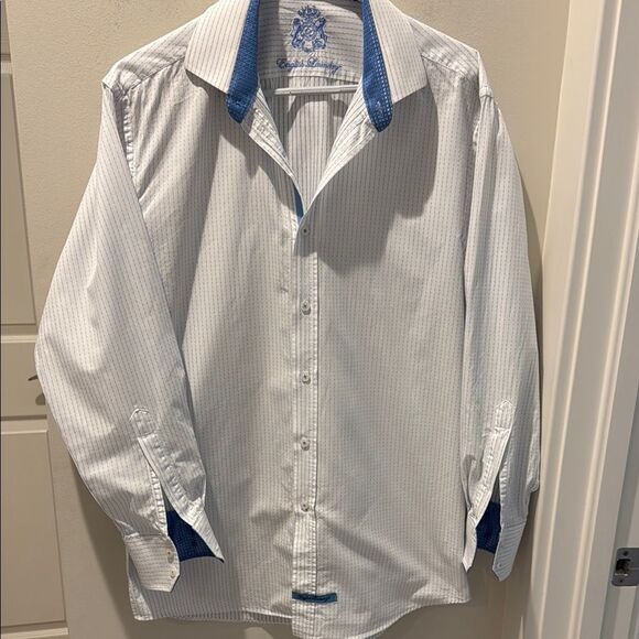 English Laundry Men's Blue and White Dress Shirt size 15 1/2 32/33 - Picture 1 of 11